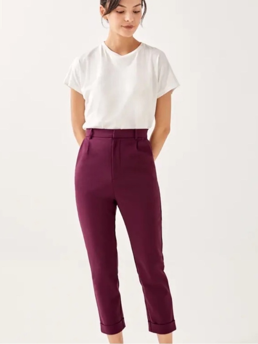 Maroon ankle trouser pant